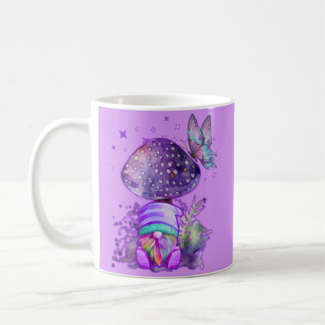 Purple Shroom & Gnome Coffee Mug (Left)
