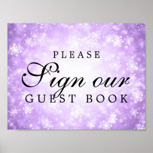 Purple Sign Wedding Guestbook Winter Wonderland
