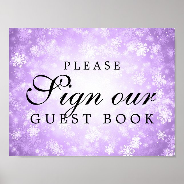 Purple Sign Wedding Guestbook Winter Wonderland (Front)