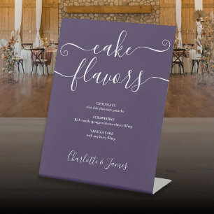 Purple Signature Script Cake Flavours Pedestal Sign