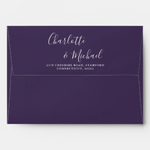 Purple Signature Script String Lights Wedding Envelope