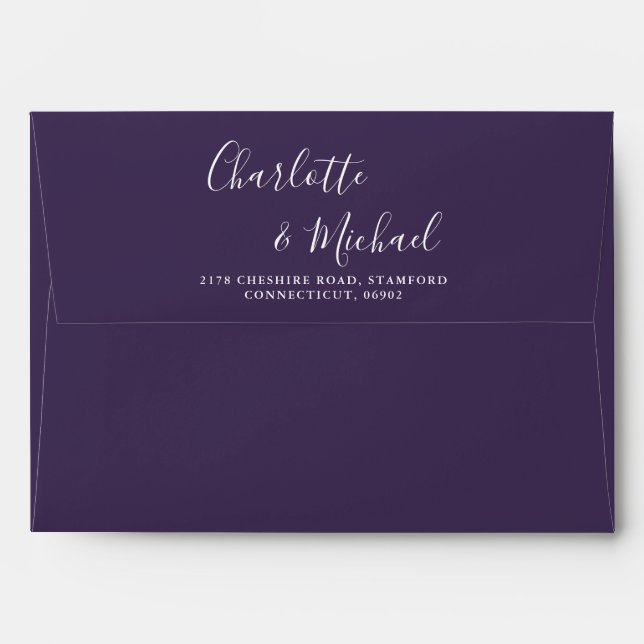 Purple Signature Script String Lights Wedding Envelope (Back (Top Flap))