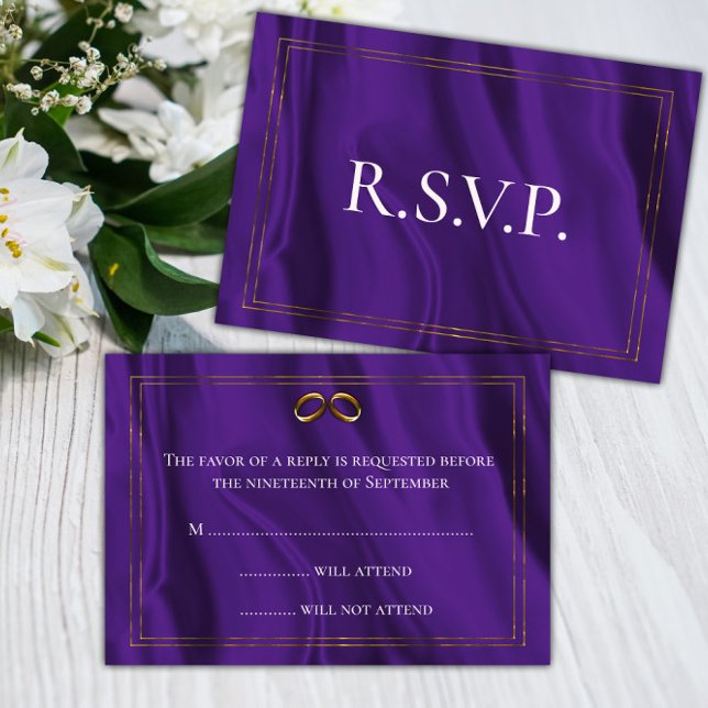 Purple Silk and Gold Wedding RSVP (Creator Uploaded)