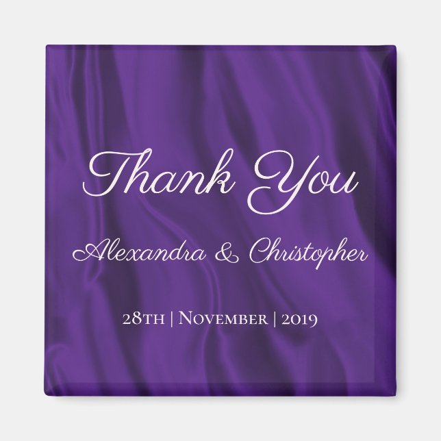 Purple Silk Wedding Magnet (Front)