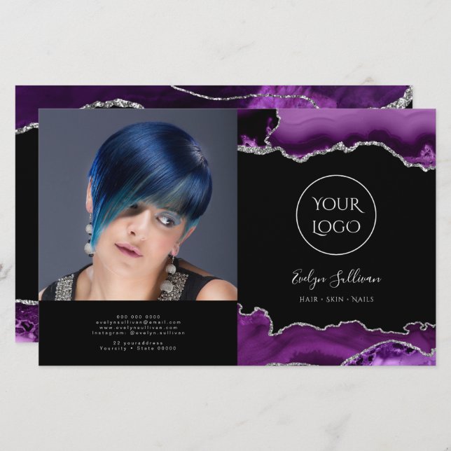 purple silver agate bifold brochure (Front/Back)