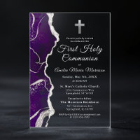 Purple Silver Agate First Holy Communion Girl