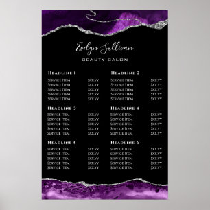 Purple Silver Agate Price List Poster