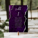Purple Silver Agate Wedding Table Number<br><div class="desc">This elegant modern wedding table number card features a purple watercolor agate background trimmed with faux silver glitter. The word "table" appears in silver gray handwriting script. Add the names of your guests who are assigned to each table.</div>