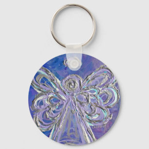 Purple Silver Angel Keychain