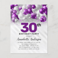 Purple Silver Balloon Glitter Any Age Birthday