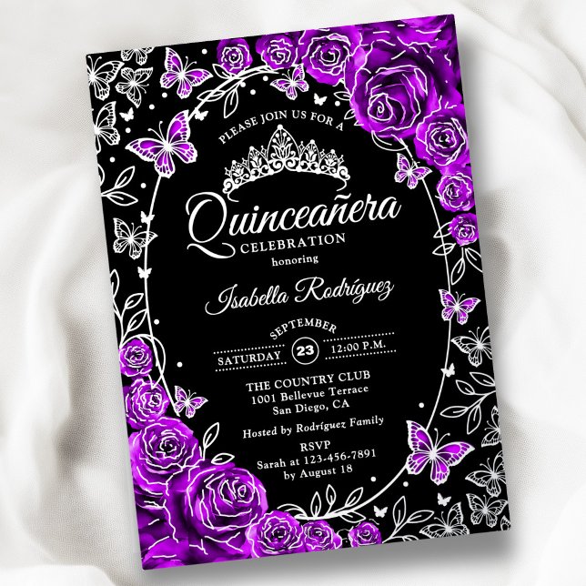 Purple Silver Black Roses Quinceanera (Creator Uploaded)