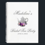 Purple Silver Bridal Shower Tea Party Gift List Notebook<br><div class="desc">Watercolor Floral Purple Ultra Violet Bridal Shower Tea Party Gift List Notebook</div>