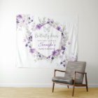 Purple silver butterfly baby shower tapestry