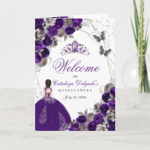 Purple Silver Butterfly Quinceanera Program