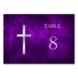 Purple Silver Christian Cross Table Table Number