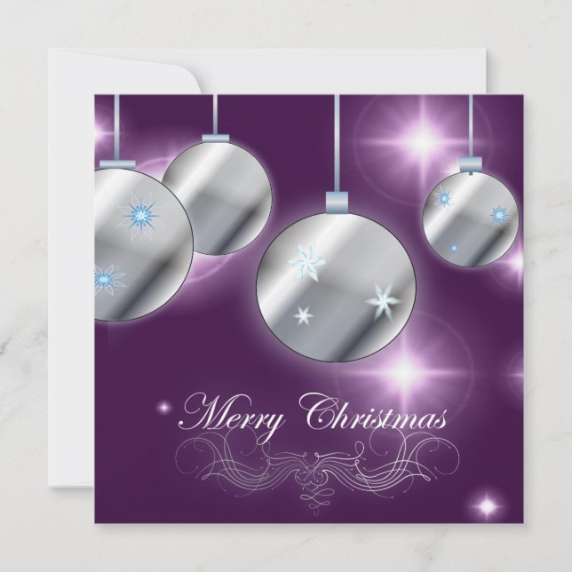 Purple Silver Corporate Christmas Party Invitation (Front)