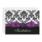 purple silver damask wedding invitation