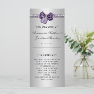 Purple Silver Diamonds Heart Wedding Program