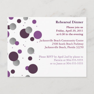 Purple & Silver Dot Rehearsal Dinner Postcard