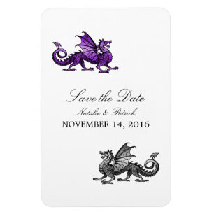 Purple Silver Dragon Save the Date Magnet