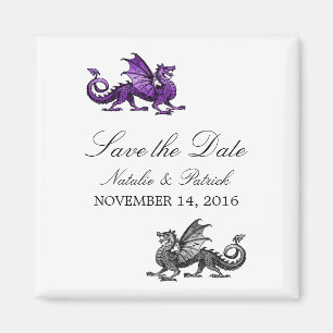 Purple Silver Dragon Save the Date Magnet