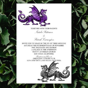 Purple Silver Dragon Wedding Invite