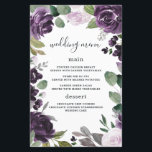Purple Silver Elegant Floral Wedding Menu Cards<br><div class="desc">Design features elegant roses,  peonies and other flower elements in various shades of light and dark purples with grey - silver,  mixed green shades of greenery and eucalyptus foliage that create a unique watercolor wreath.</div>