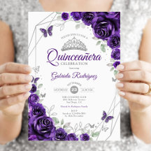Purple Silver Floral Quinceanera