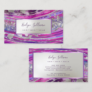 Purple Silver Foil Geode Business Card