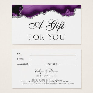 purple silver glitter Agate Gift Card