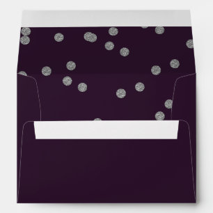 Purple Silver Glitter Confetti Elegant Wedding Envelope