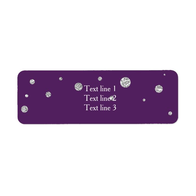 Purple Silver Glitter Elegant Card Address Labels (Front)