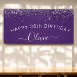 Purple Silver Glitter Girly Monogram Name Banner<br><div class="desc">30th Birthday Party Purple and Silver Sparkle Glitter Brushed Metal Monogram Name Party Banner. This makes the perfect sweet 16 birthday,  15th,  18th,  21st,  30th,  40th,  50th,  60th,  70th,  80th,  90th,  100th party supplies for someone that loves glam luxury and chic styles.</div>