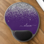 Purple Silver Glitter Girly Monogram Name Gel Mouse Pad<br><div class="desc">Silver and Purple Sparkle Glitter Monogram Name and Initial Mousepad (Mouse Pad). This makes the perfect sweet 16 birthday,  wedding,  bridal shower,  anniversary,  baby shower or bachelorette party gift for someone that loves glam luxury and chic styles.</div>