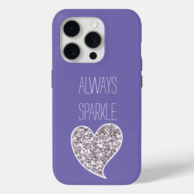 Purple Silver Glitter Heart Case-Mate iPhone Case (Back)