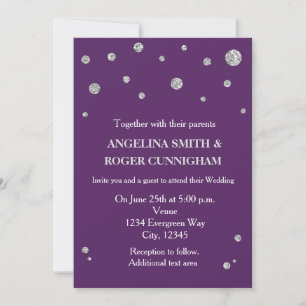 Purple & Silver Glitter Modern Wedding Invitation