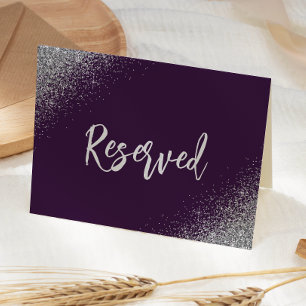 Purple Silver Glitter Reserved Wedding Place Card
