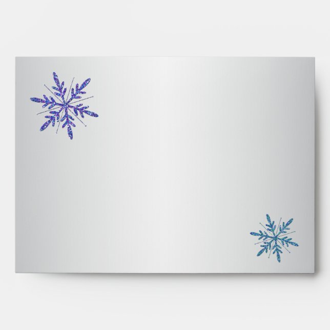 Purple, Silver Glitter Snowflake A7 Return Address Envelopes (Front)