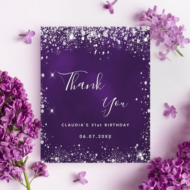 Purple silver glitter sparkle thank you (Creator Uploaded)