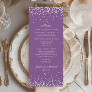 Purple Silver Glitter Wedding Reception  Menu