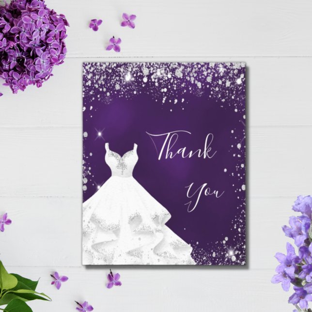Purple silver glitter white dress thank you (Creator Uploaded)