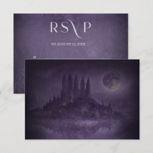 Purple Silver Gothic Romance Wedding RSVP Card