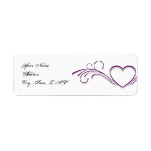 Purple Silver Heart Scroll Monogram Return Address Label