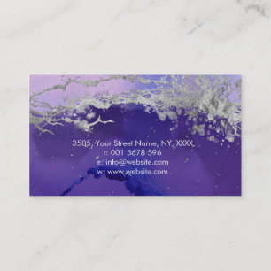 Purple Silver ink and Marble Abstract Business Car Card