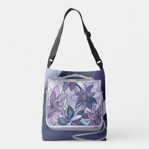 Purple Silver Joy AI art Crossbody Bag