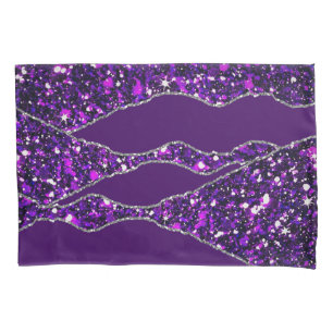 Purple Silver Luxury Elegant Liquid Texture Pillowcase