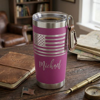 Purple Silver Patriotic American Flag Script Name