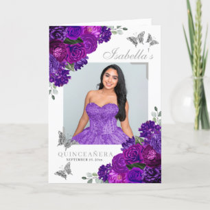 Purple & Silver Quinceanera Tiara Butterflies Program