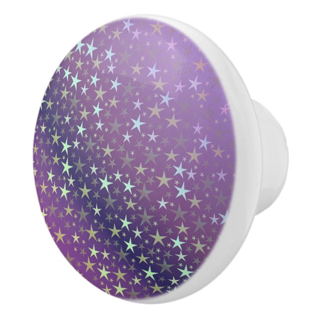 purple+silver,shiny, bright, star, colour, decorat ceramic knob (Right)