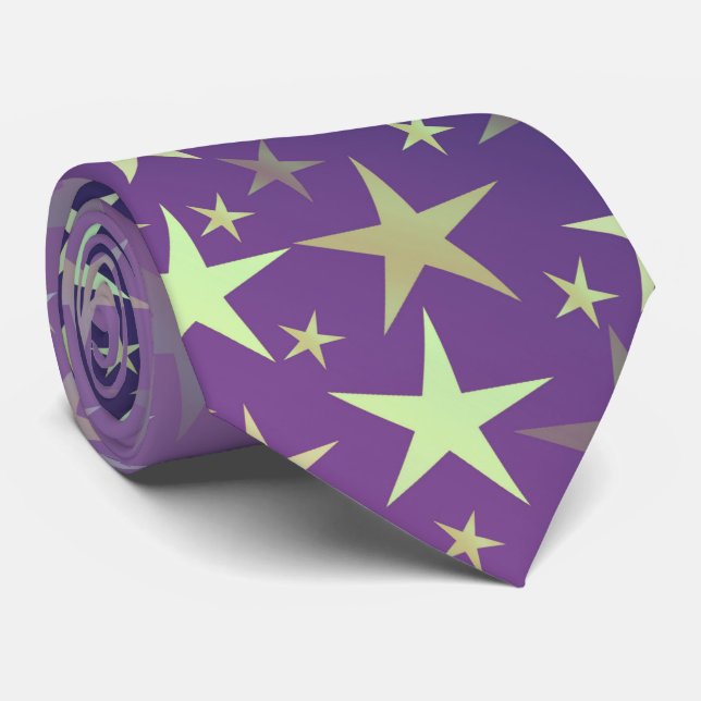 purple+silver,shiny, bright, star, colour, decorat tie (Rolled)